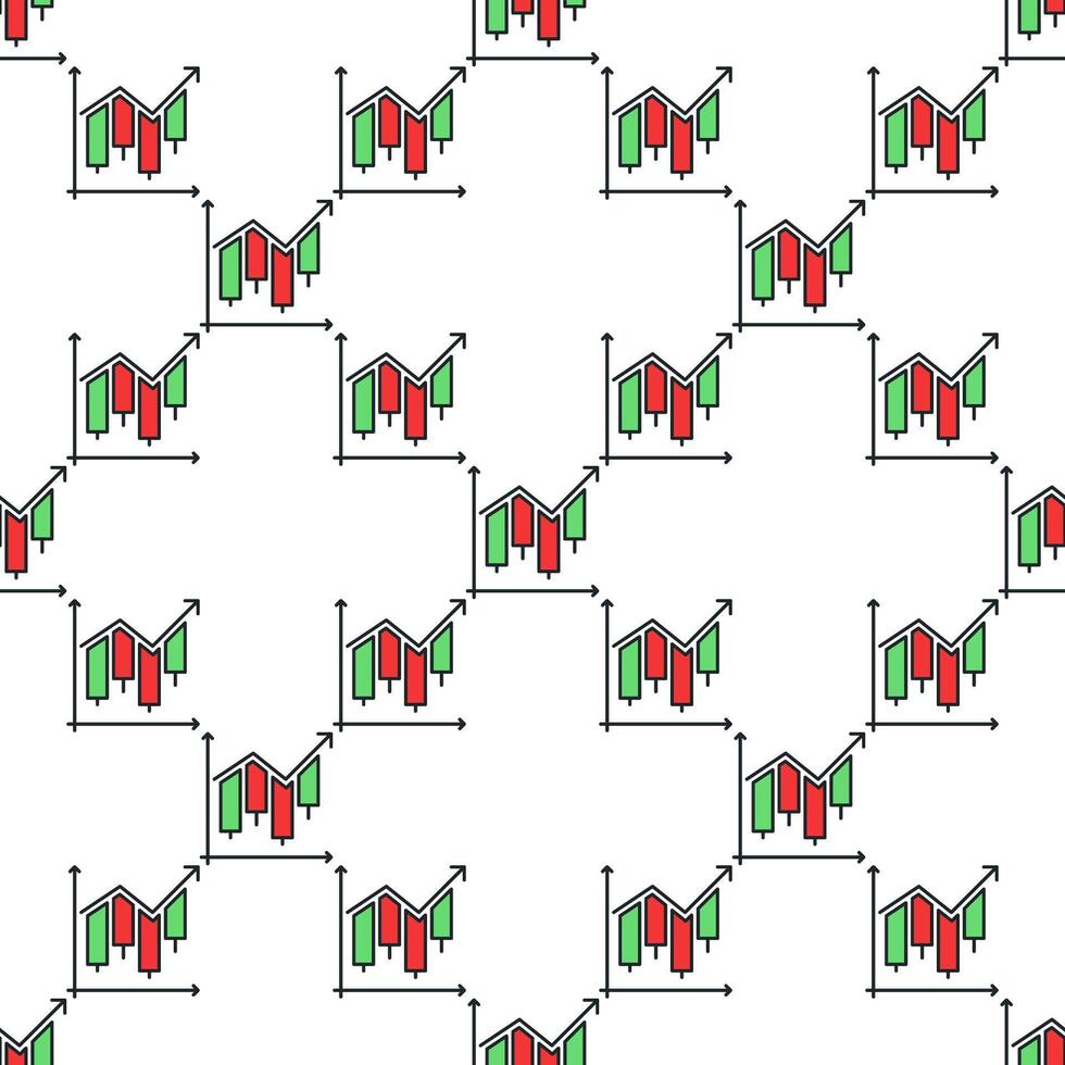 Uprising Candlestick Chart crypto trading colored seamless pattern vector