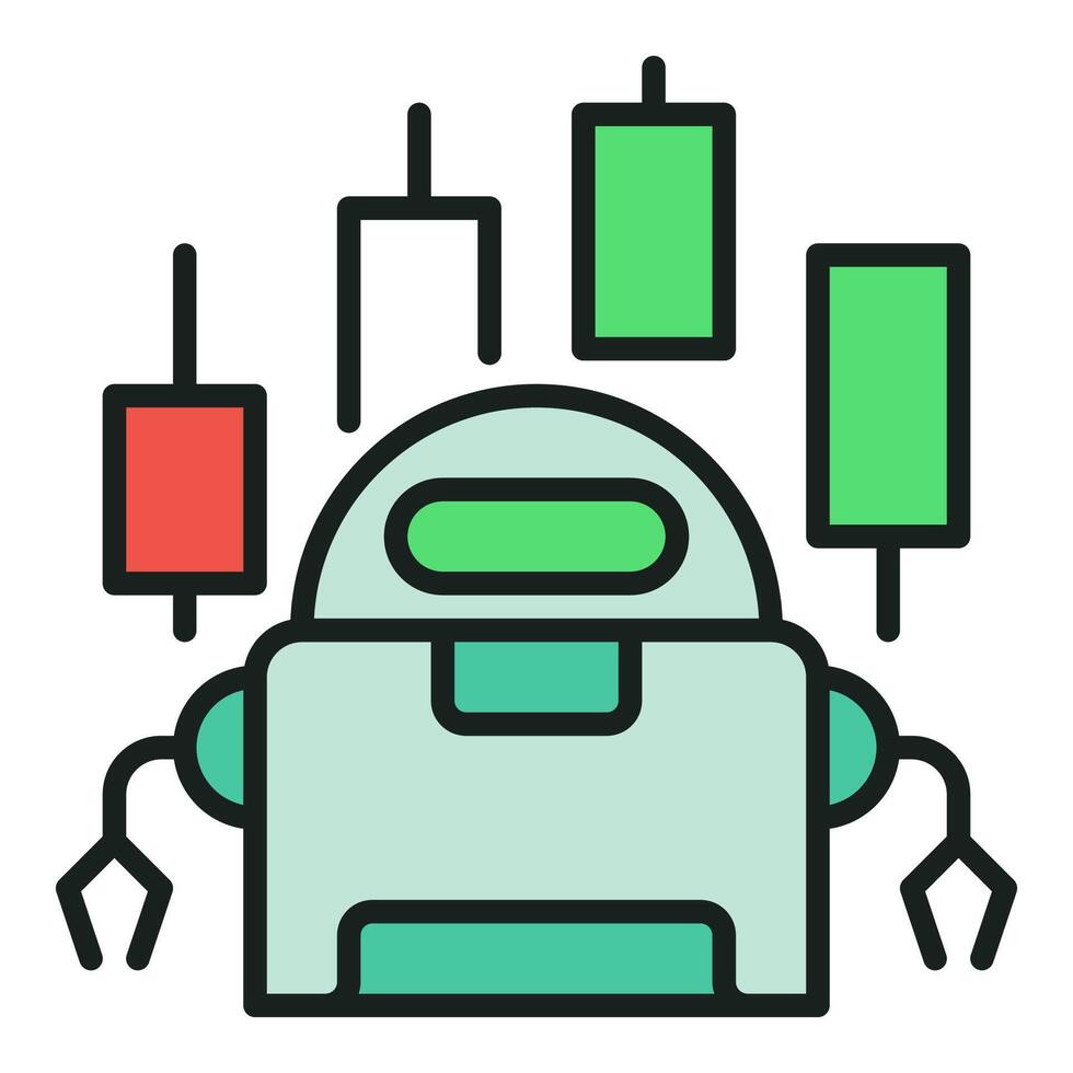 Crypto Trading Bot Automation Tools colored icon or symbol vector