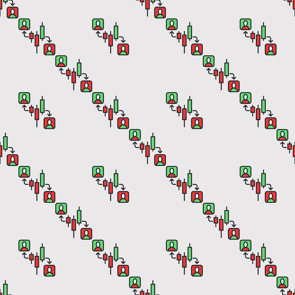 Cryptocurrency Trading buying and selling colored seamless pattern vector