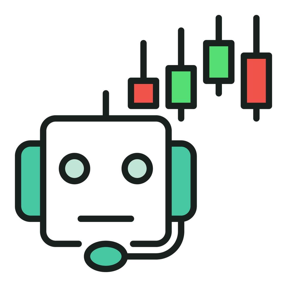 Cryptocurrency Trading Machine and Candlestick Chart colored icon or logo element vector