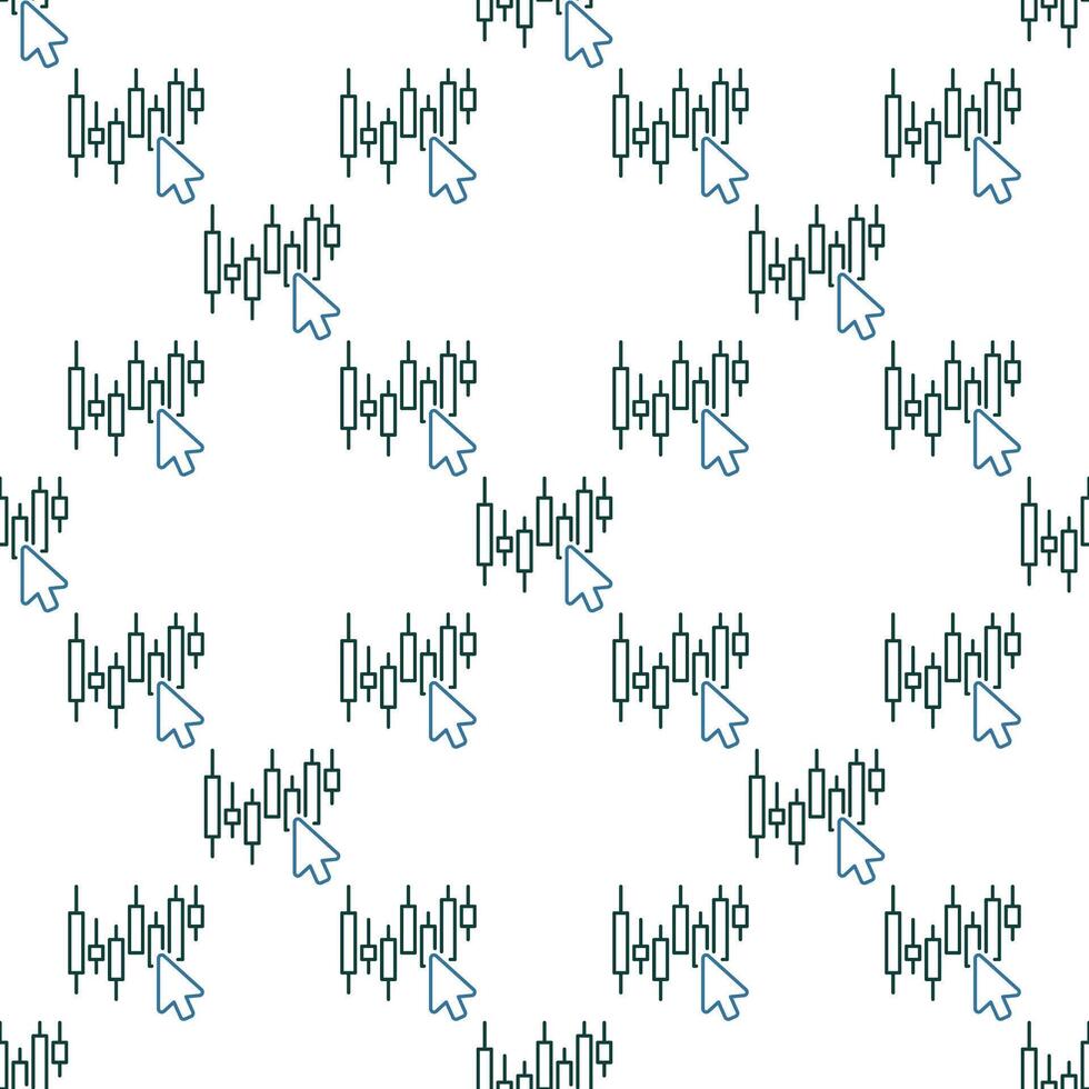 Mouse click on Candlestick chart e-trading outline seamless pattern vector