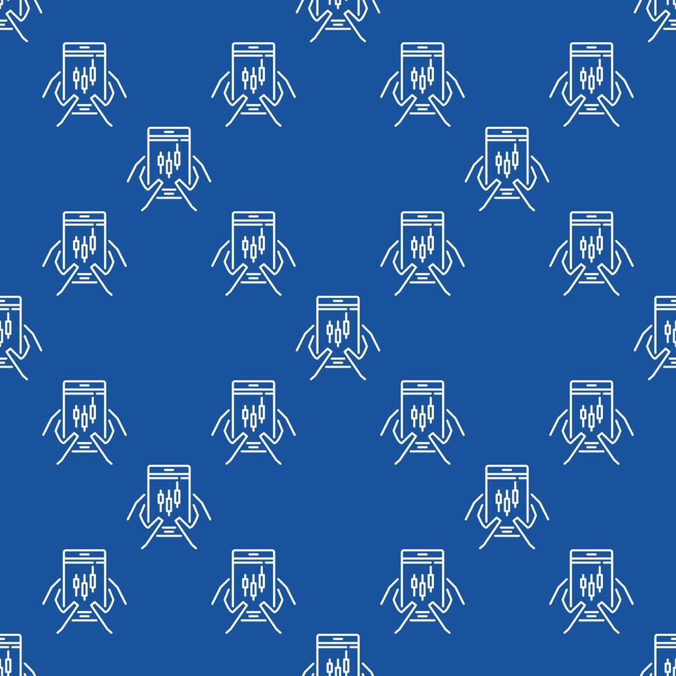 Candlestick Pattern on smartphone screen mobile trading seamless pattern in outline style vector
