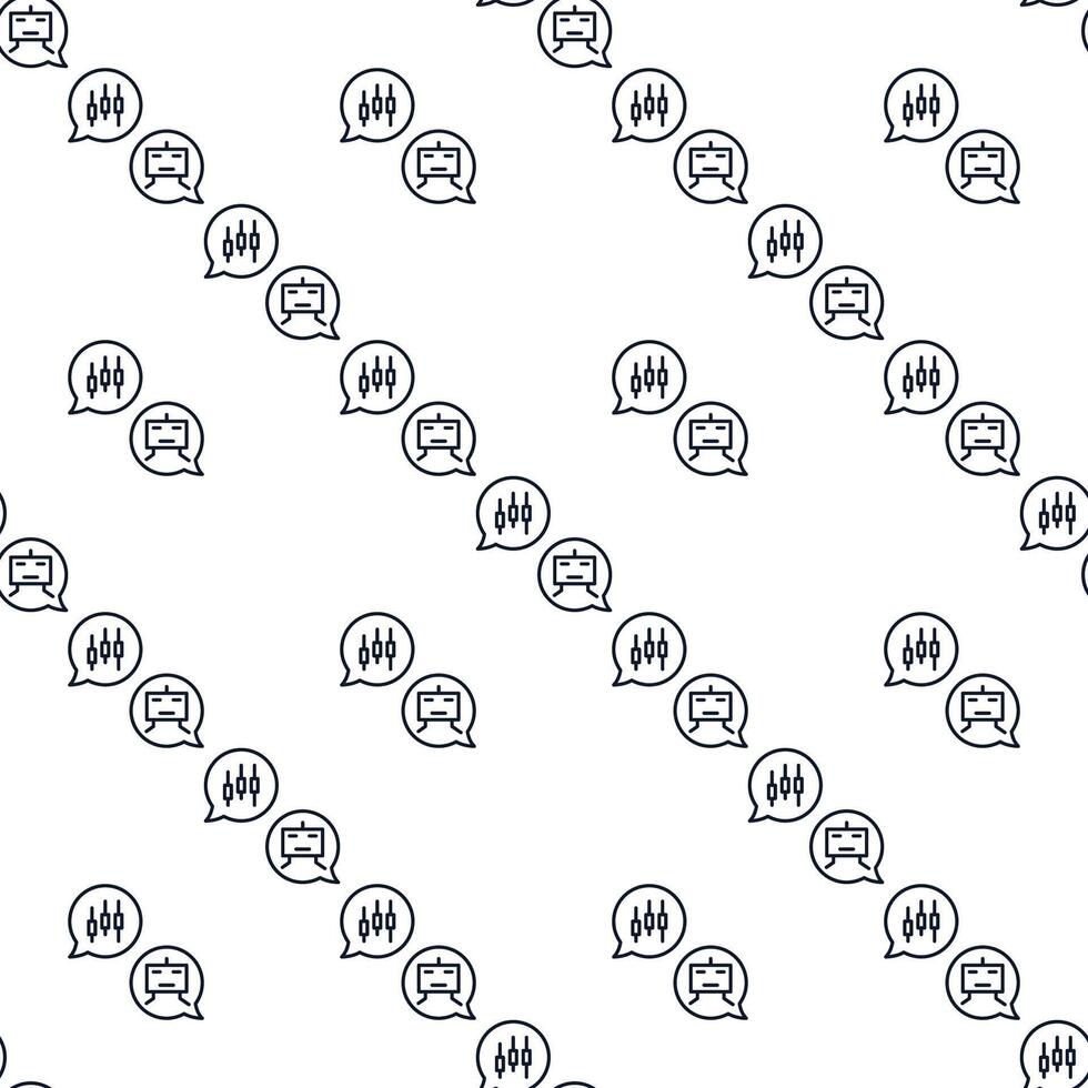 Automated Cryptocurrency Trading Chat seamless pattern in outline style vector