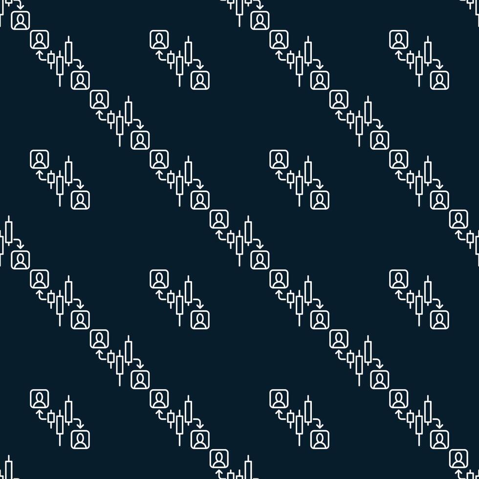 Stock Market Trading buying and selling seamless pattern in thin line style vector