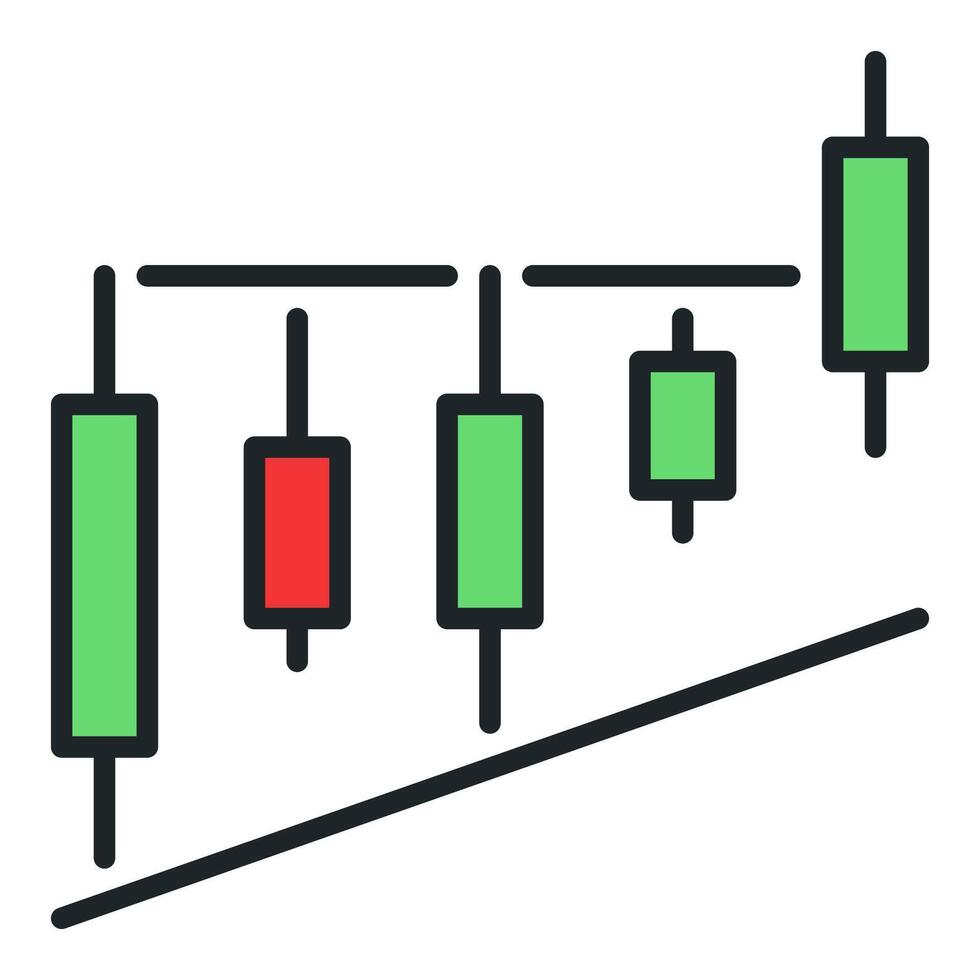 Level Breakout Trading Chart Cryptocurrency colored icon or symbol vector