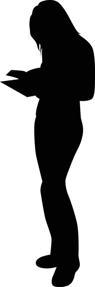 Women reading book silhouette vector