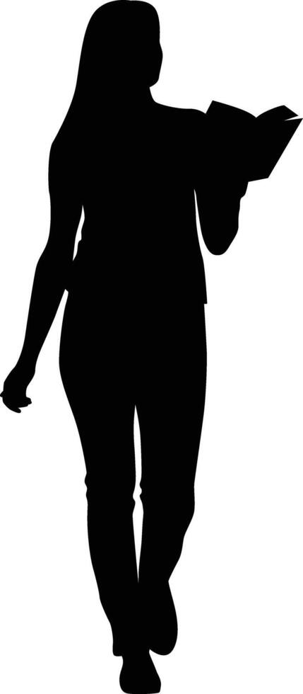 Illustration of woman read a book silhouette vector