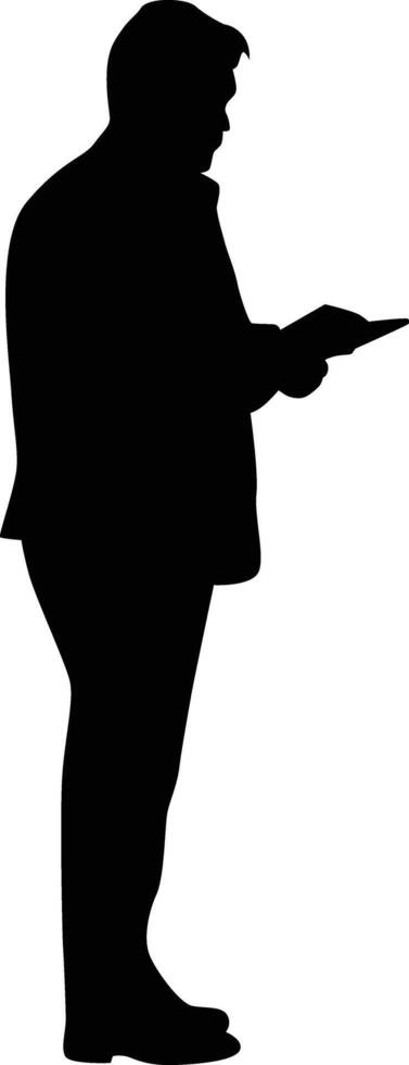 Silhouette of men reading a book vector