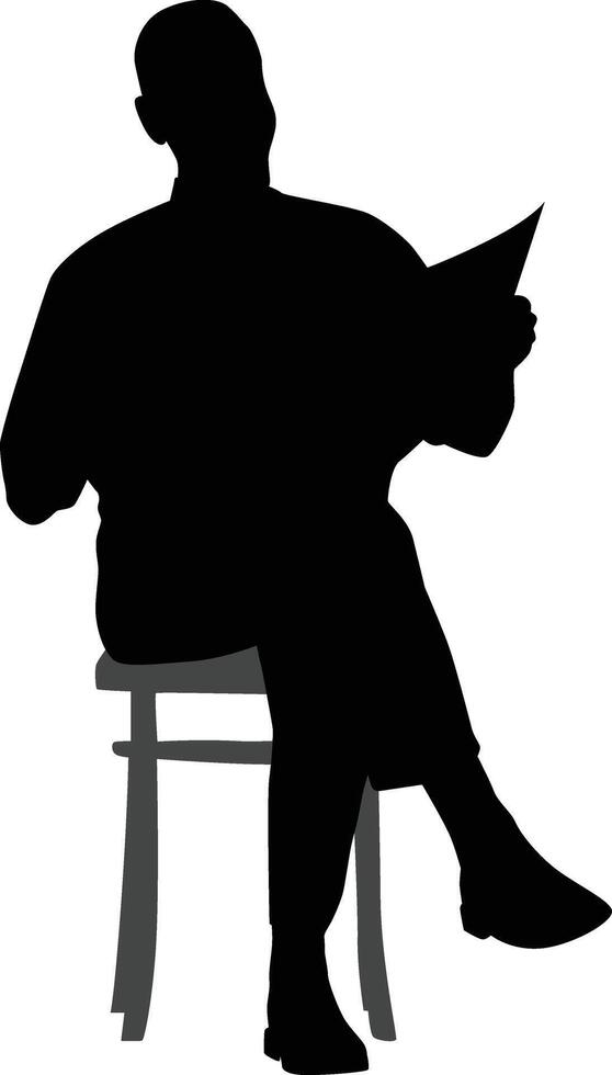 A man sit on chair reading book silhouette illustration vector