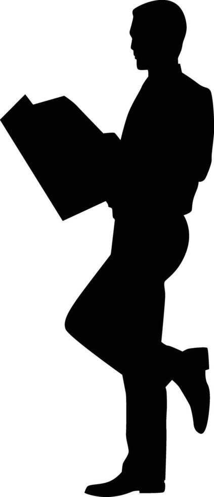 Man reading newspaper silhouette vector