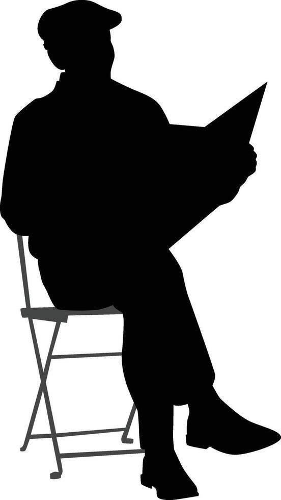 Silhouette of elder man sit reading a book vector