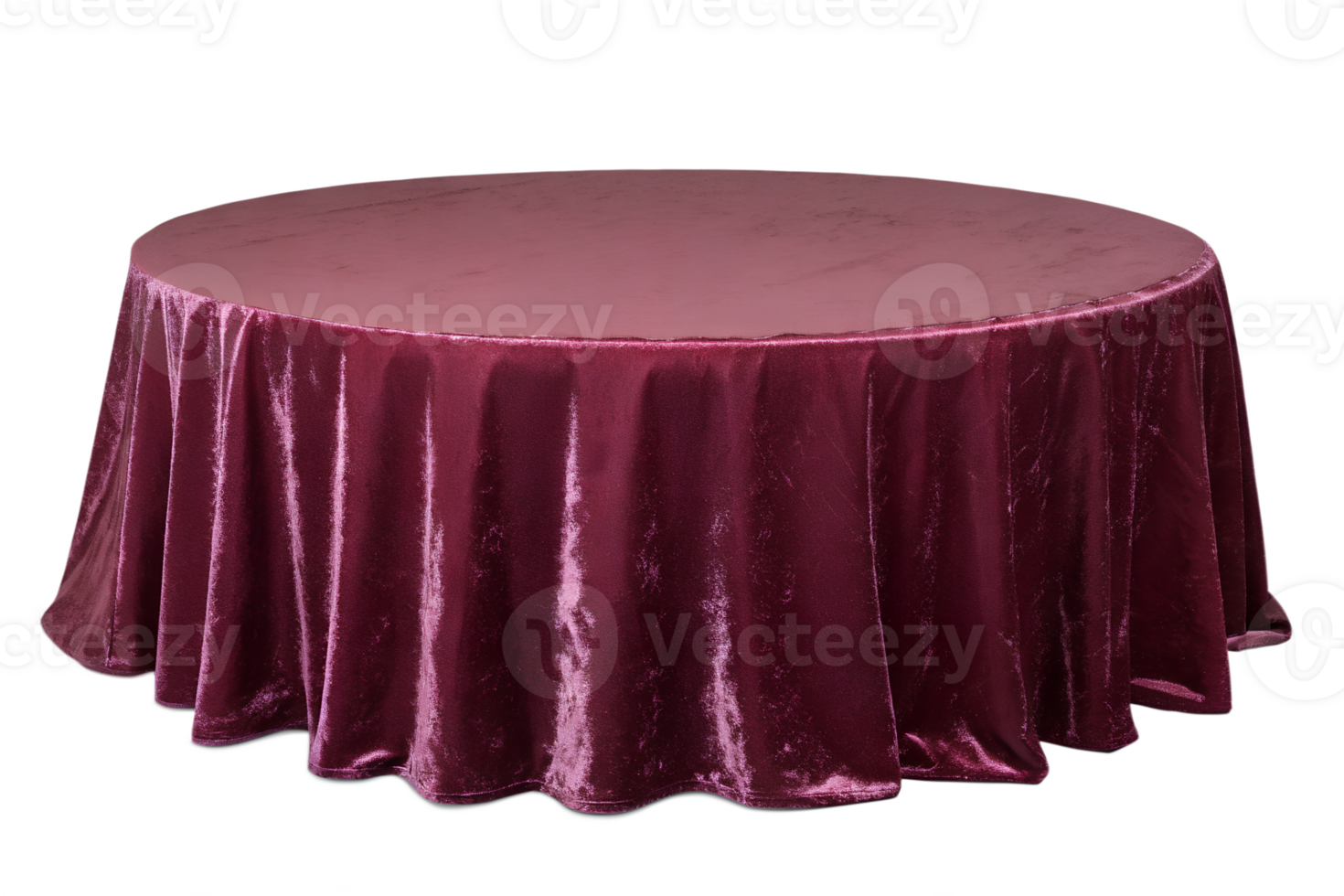 A circular platform covered in rich, deep velvet fabric with a subtle shine, isolated on a transparent background png