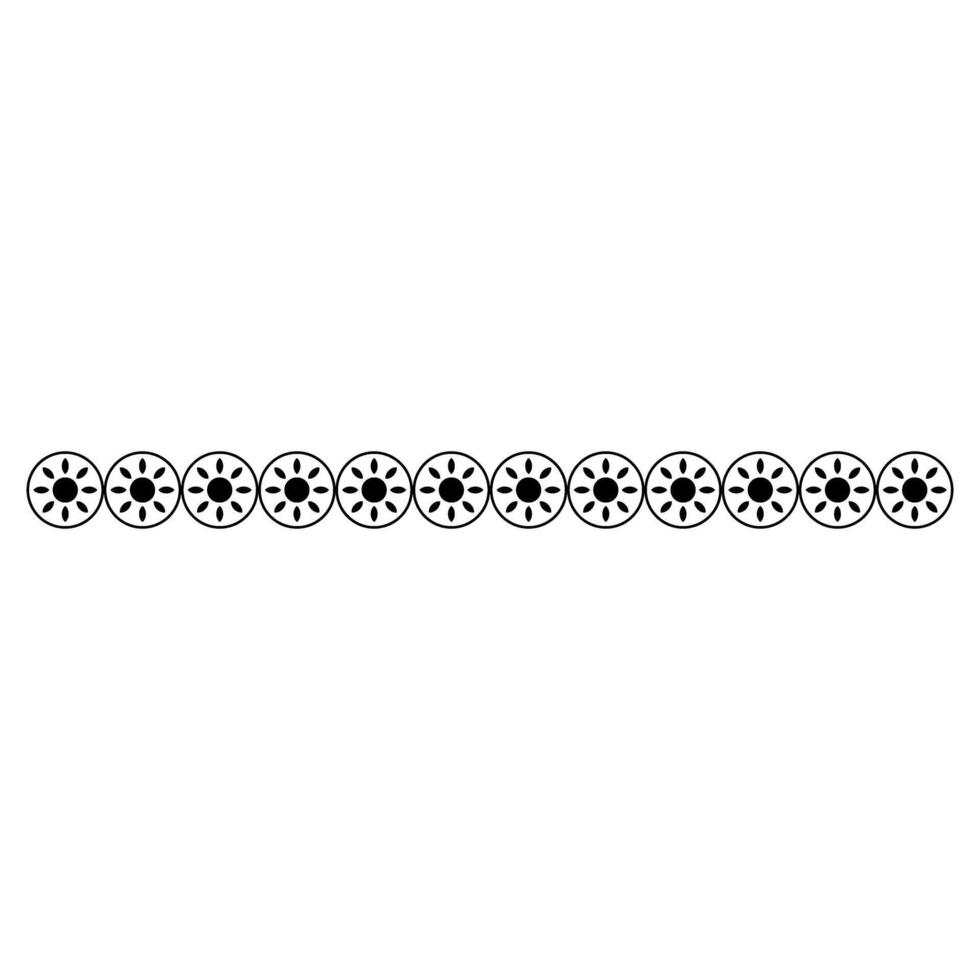 Black and white decorative border with flowers. illustration isolated on white background. vector