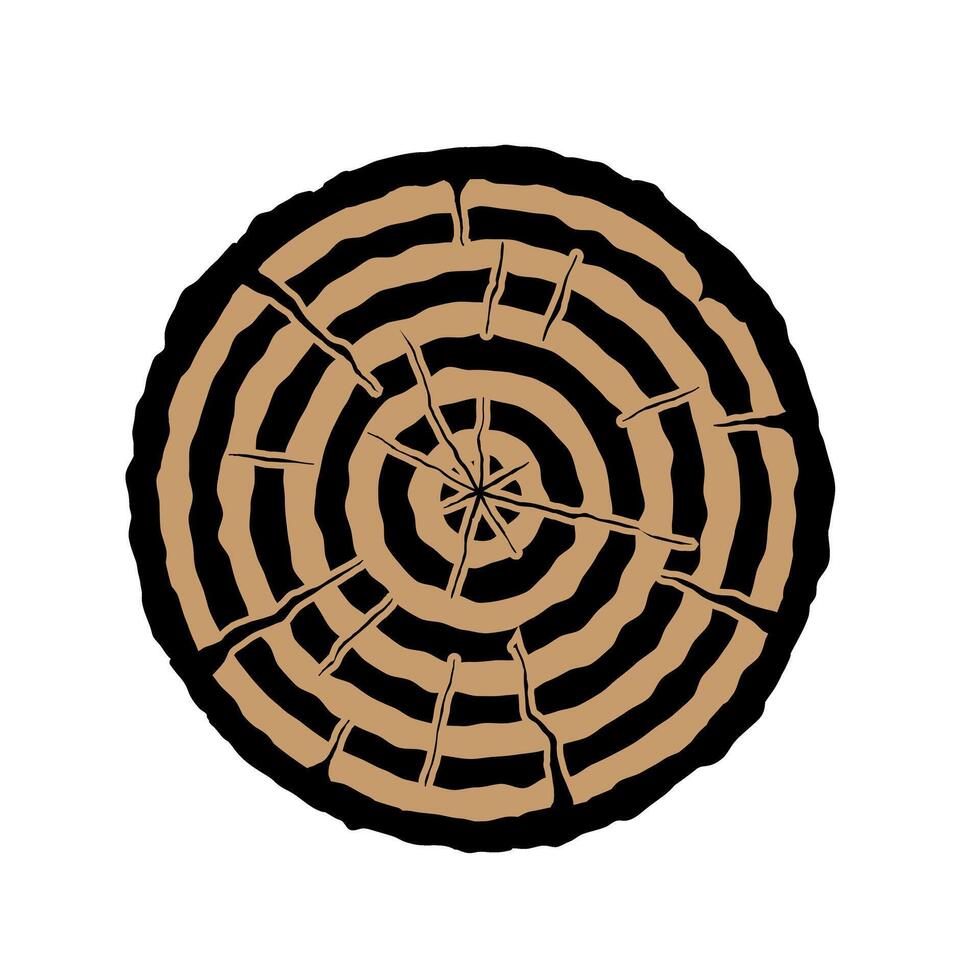 Tree stump. illustration isolated on white background. Wood texture. vector