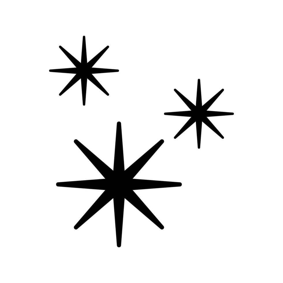 Sparkle icon isolated on white background. Hand drawn doodle star. vector