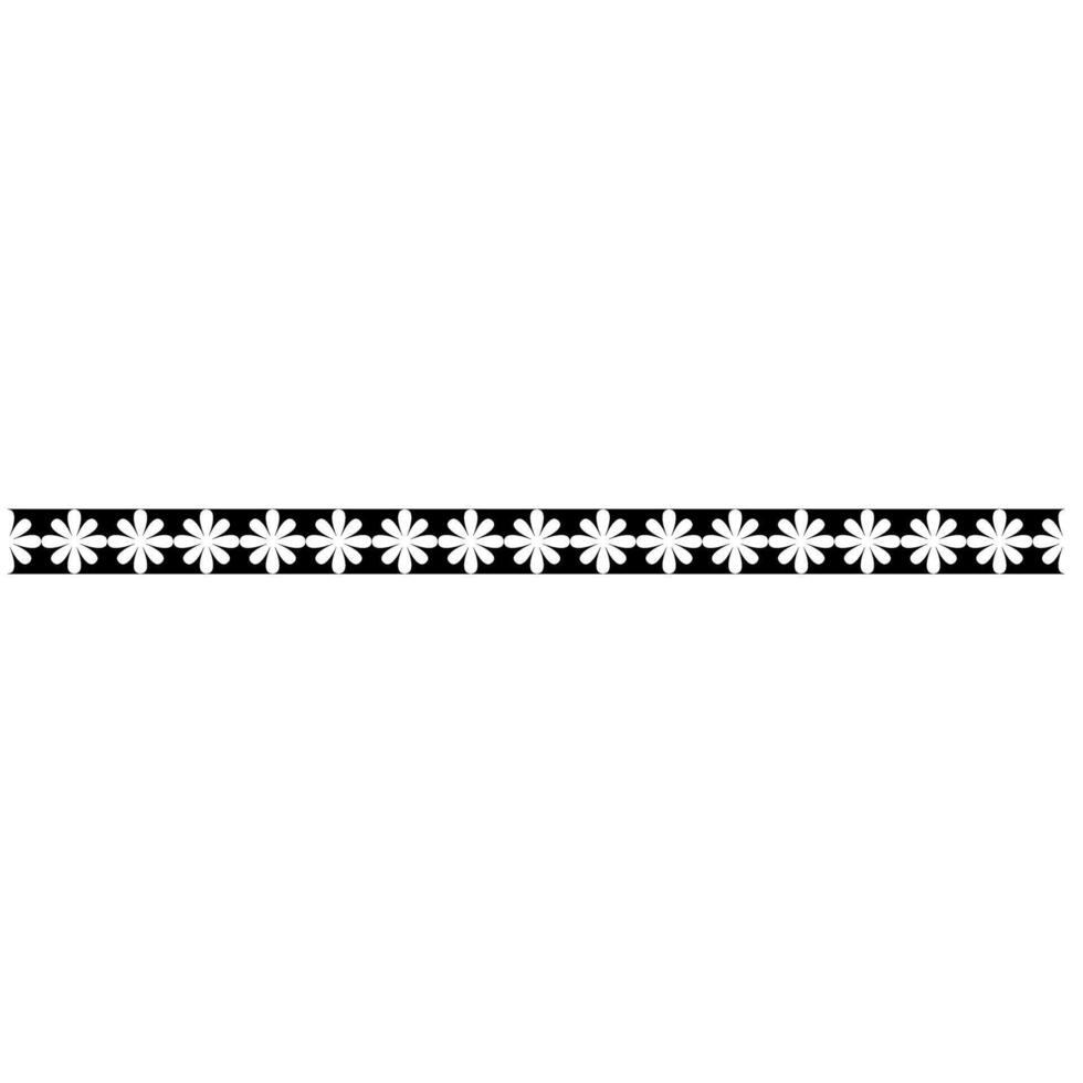 Decorative border with flowers. Black and white illustration isolated on white background. vector