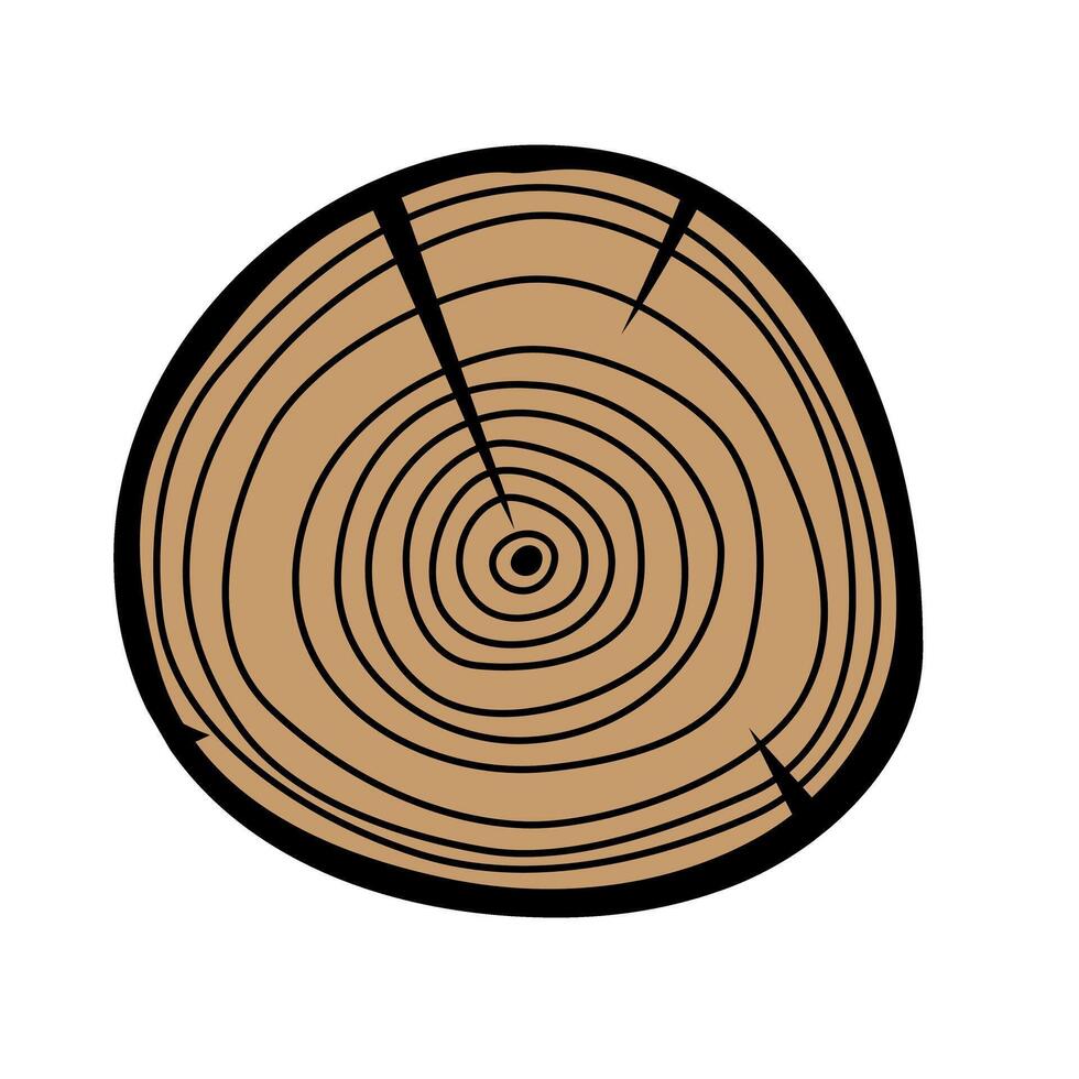 Wooden icon. illustration of a tree stump with annual rings. vector
