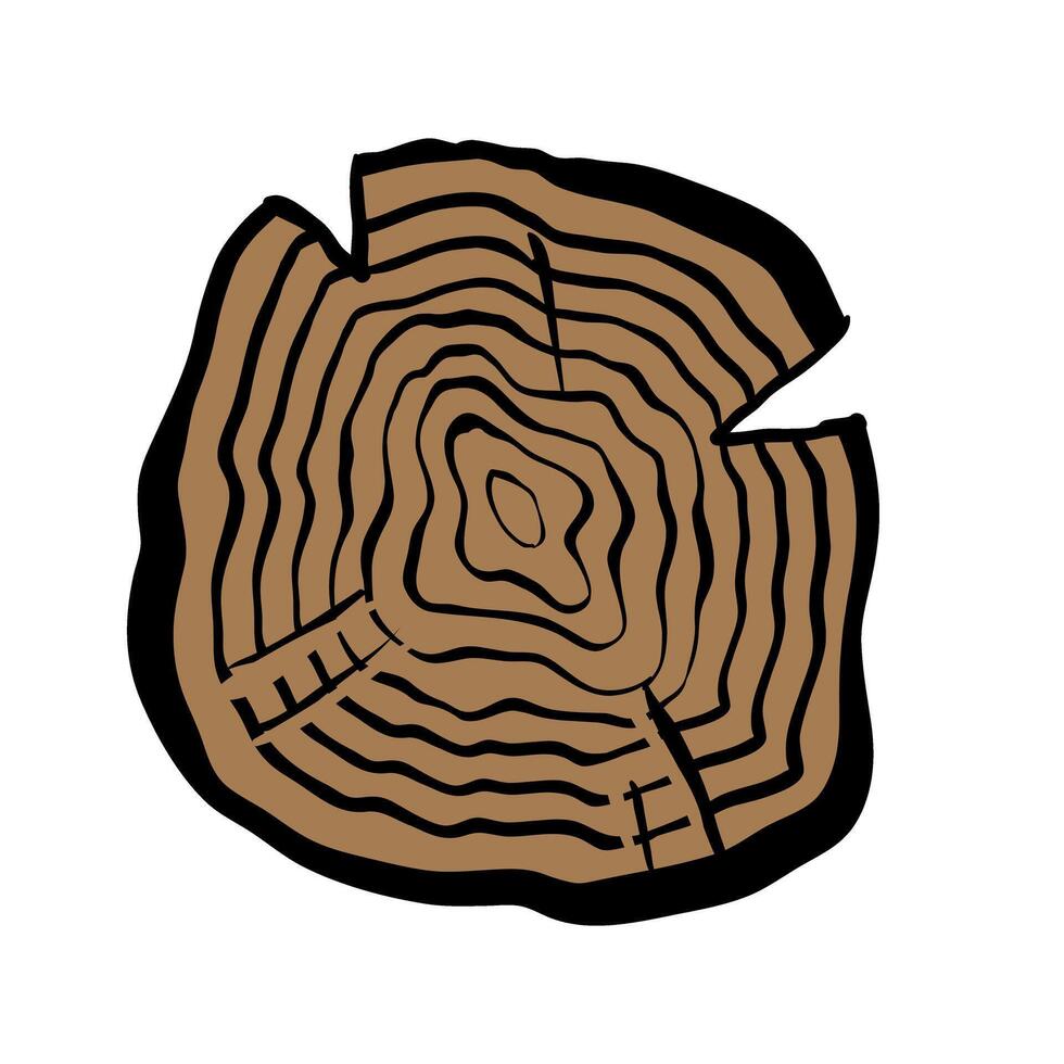Wooden stump. illustration isolated on white background. Hand drawn. vector