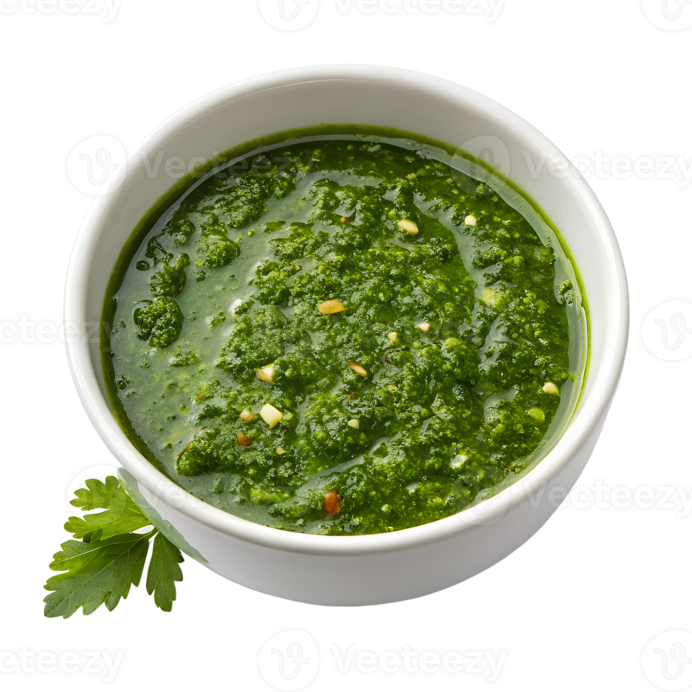 Chimichurri, Argentina - A fresh herb sauce with parsley, garlic, olive oil, and vinegar., isolated on a transparent background png