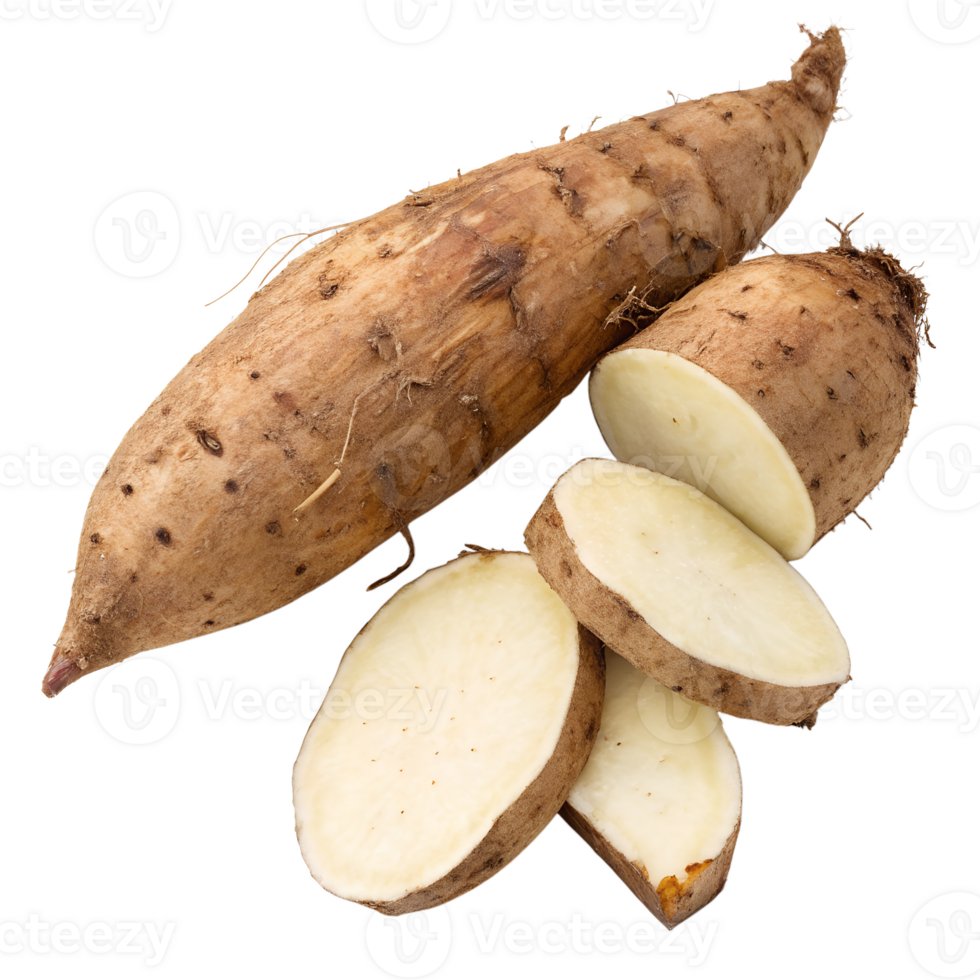 Top view, Tsuruga Imo, creeping yam, isolated on a transparent background png