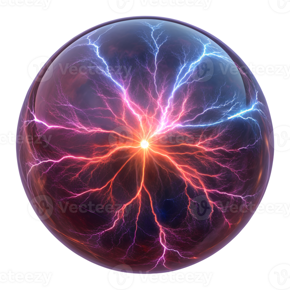 Swirling Plasma Energy Orb isolated on a transparent background typ01 png