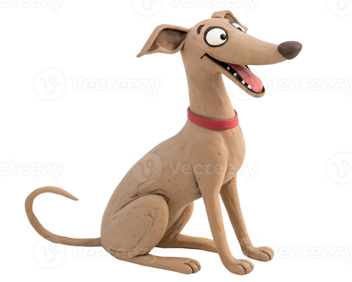 a clay Cute Whippet dog is joyful isolated on a transparent background png