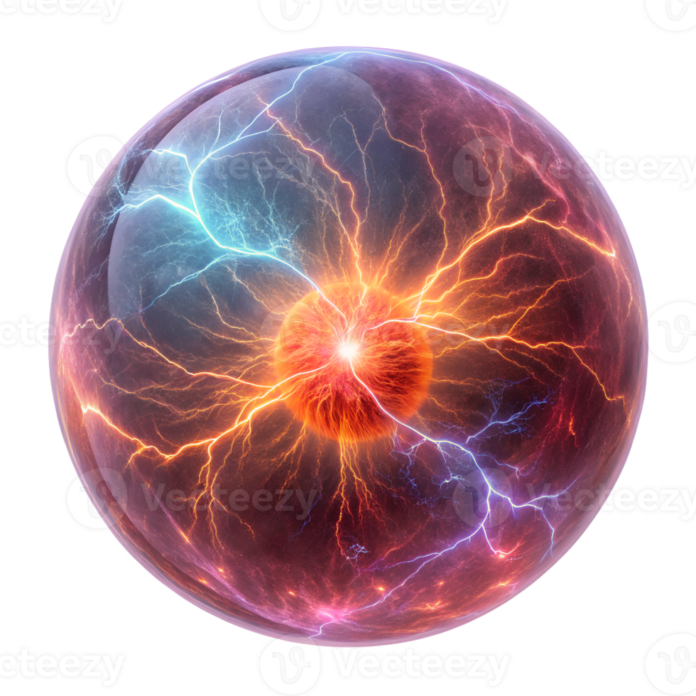 Swirling Plasma Energy Orb isolated on a transparent background png