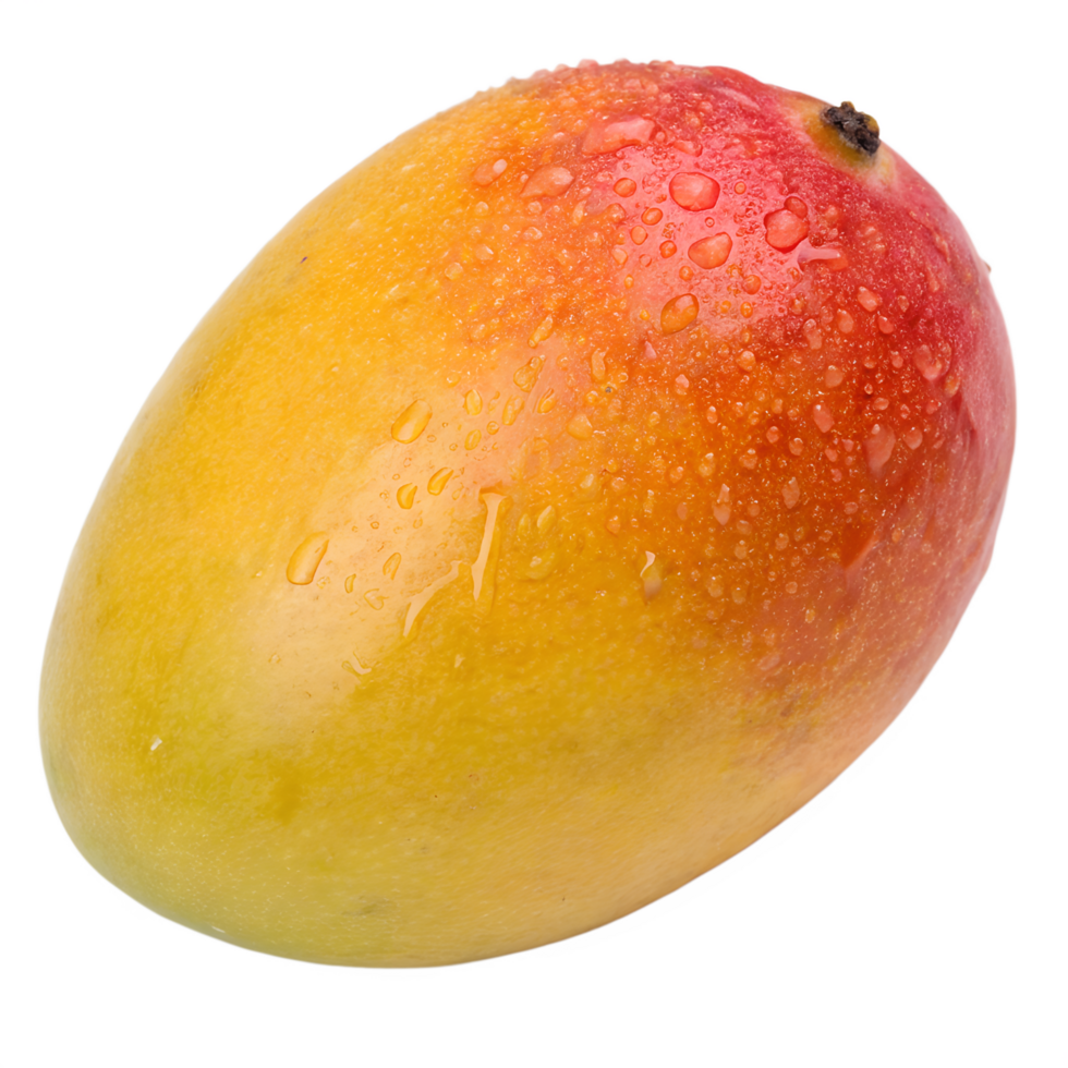 A ripe mango with smooth yellow-orange skin and a small red blush near the top png