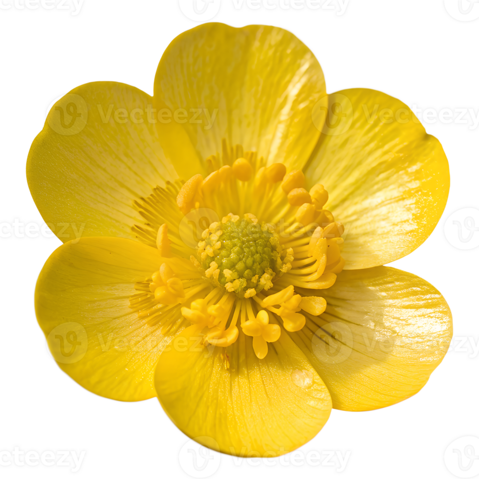 Top view, Buttercup flower. against the transparent background png