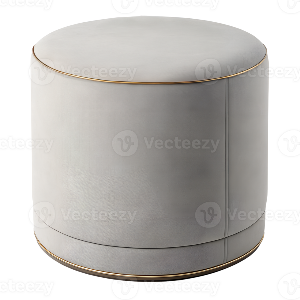 A gray matt minimalist Pouffe with a Cylinder shape isolated on a transparent background png