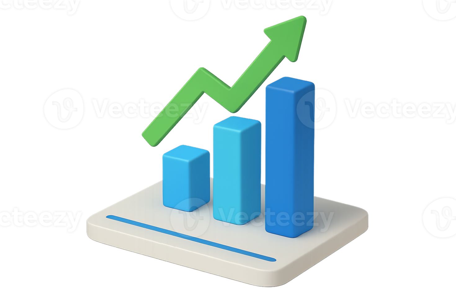 3D isometric bar chart with growing business profits png