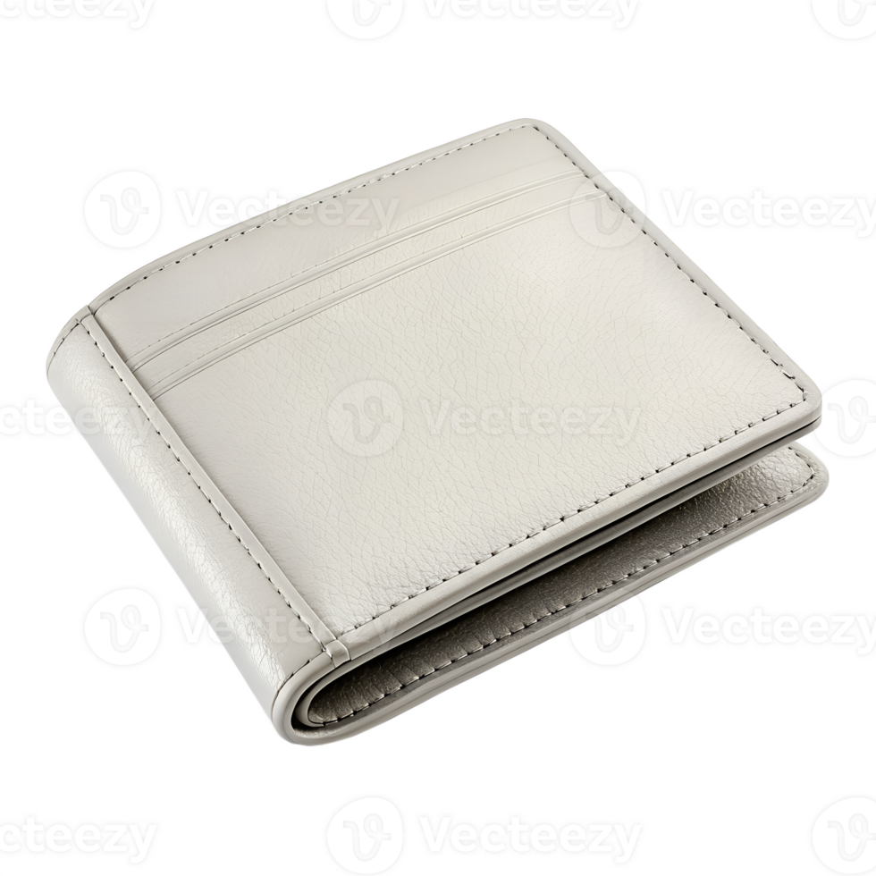 A white leather wallet with card slots, isolated on a transparent background png