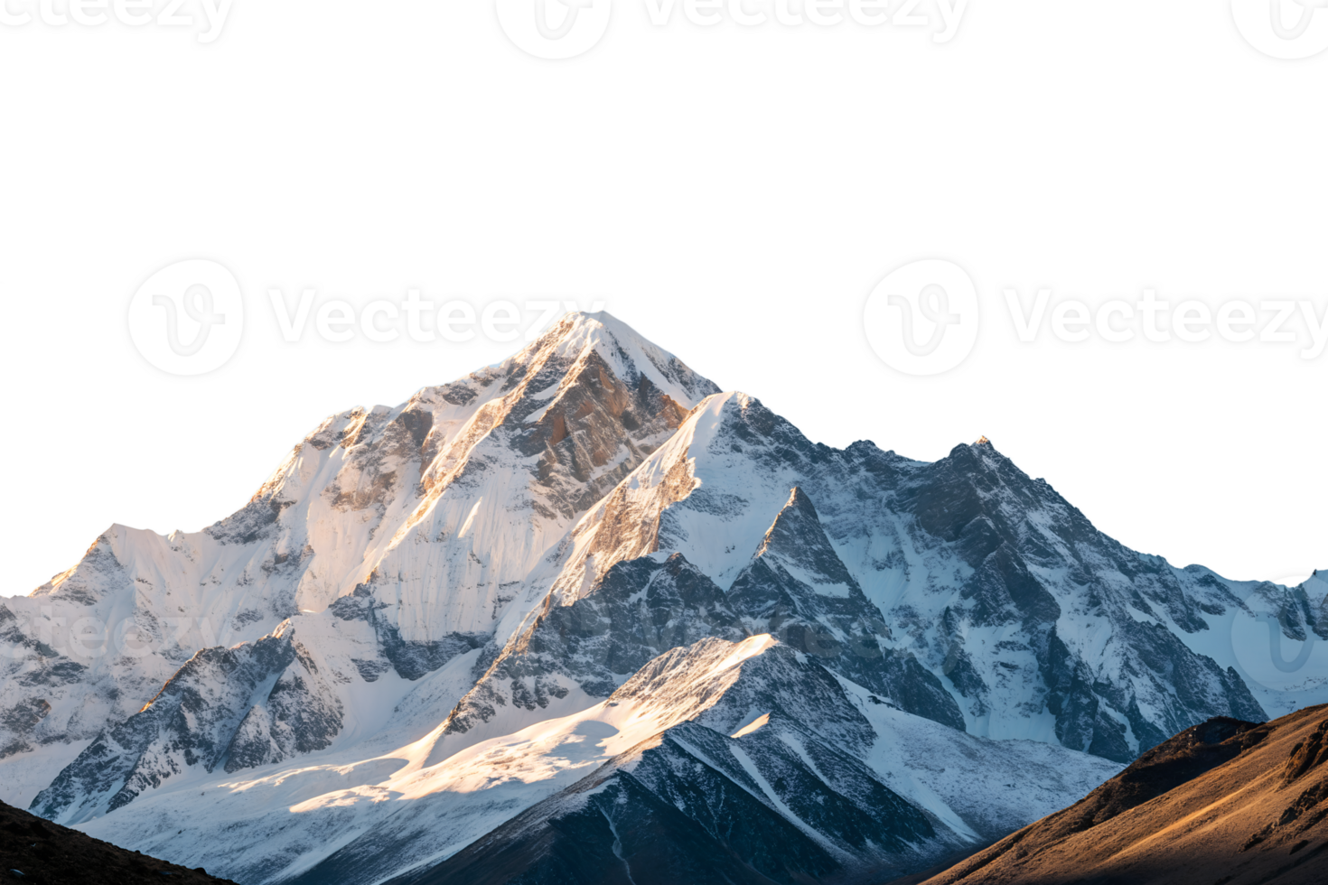 A majestic, snow-capped mountain peak with rugged, sharp edges png