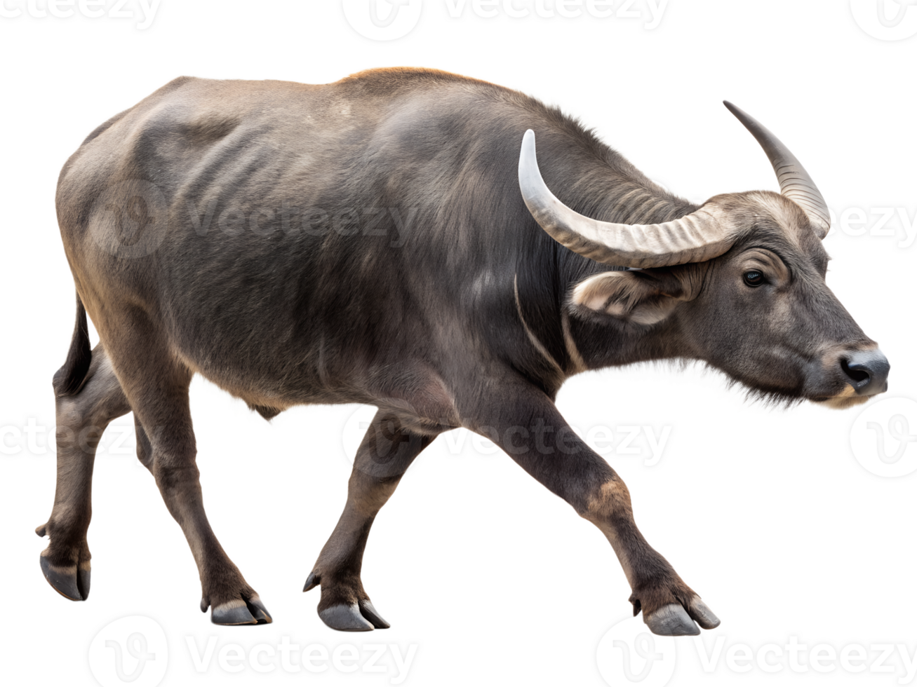 thai buffalo walking isolated on transparent background png