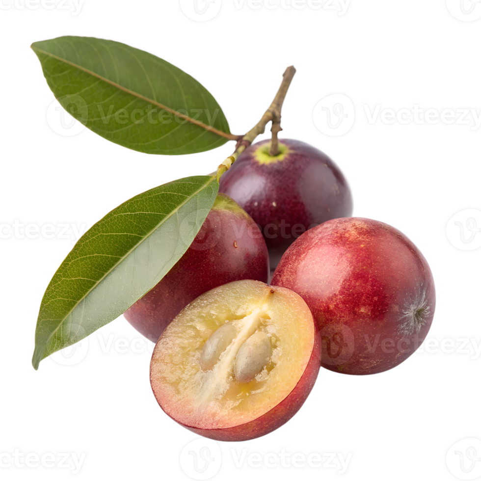 Camu Camu and slice isolated on transparent background png