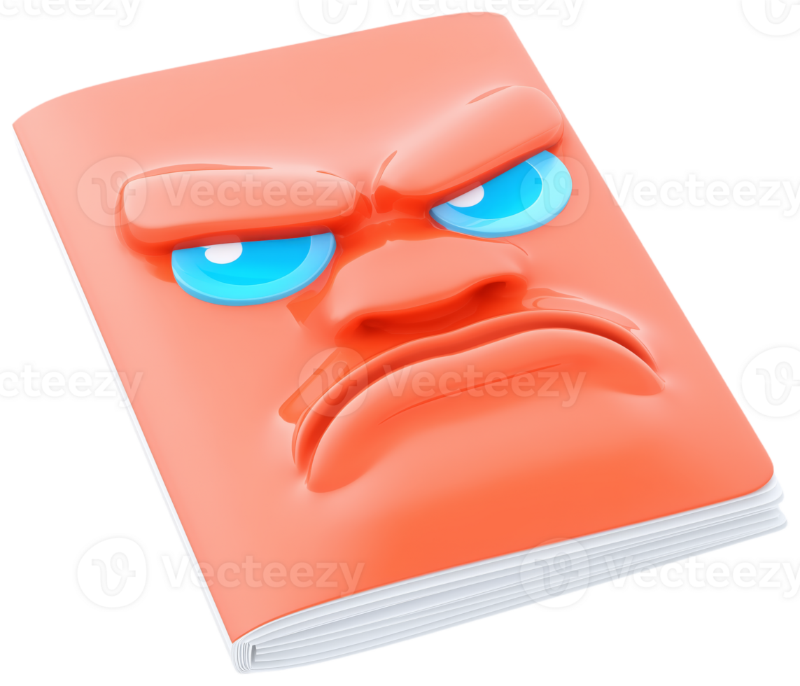 Angry face on book cover png