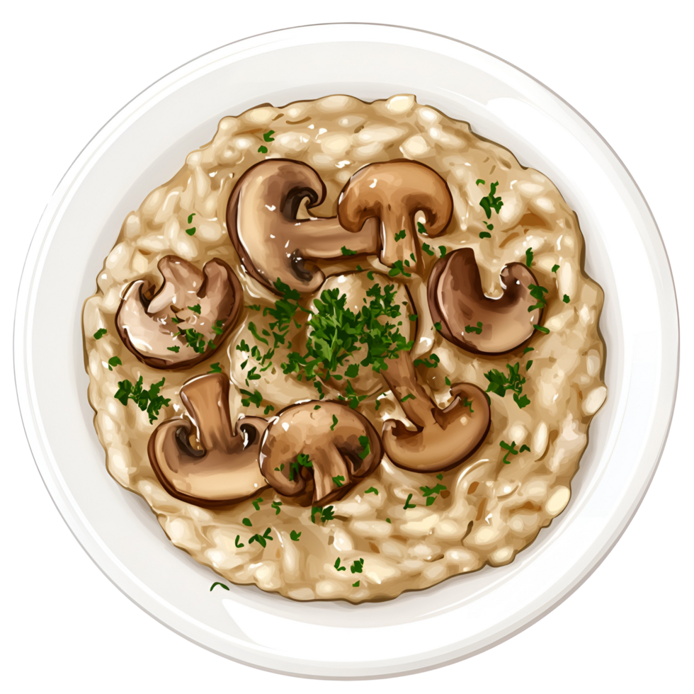 Delicious Mushroom Risotto Serving Transparent Background png