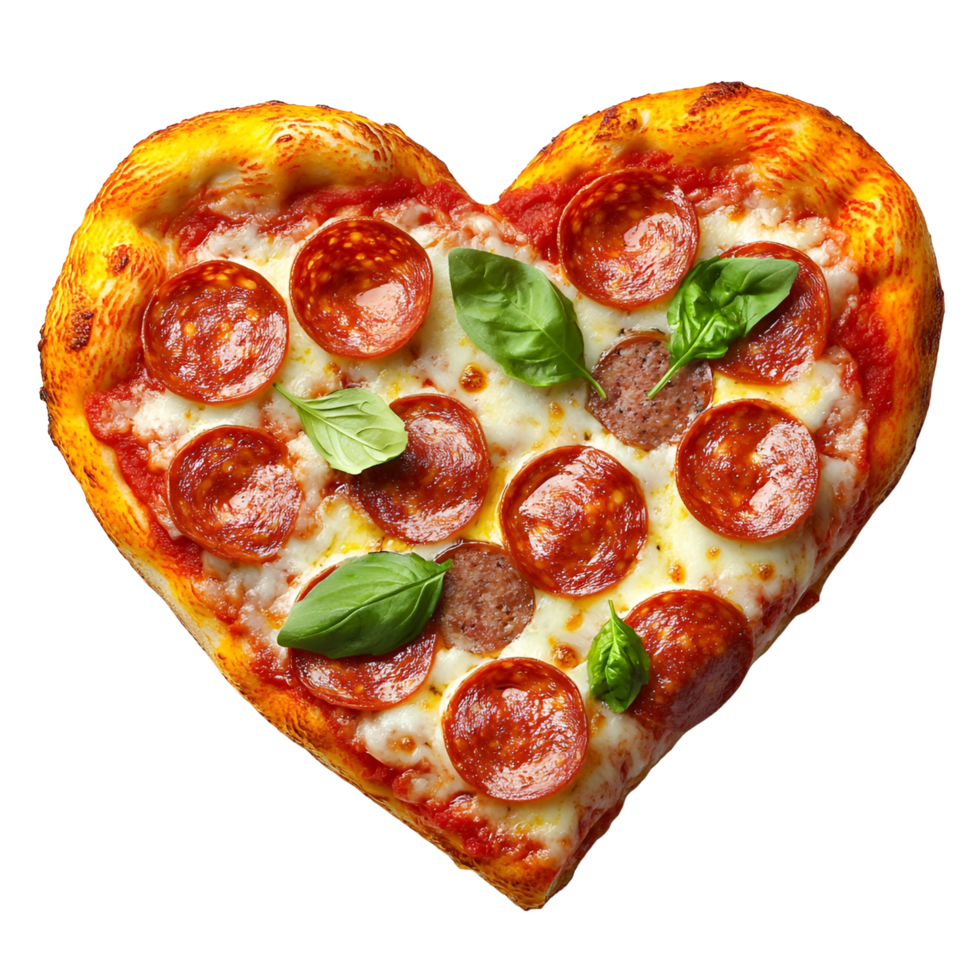 Delicious Heart Shaped Pizza Transparent Background png