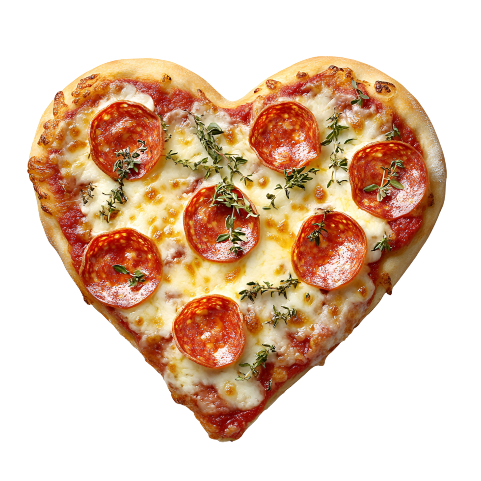 Heart Shaped Pizza With Toppings Transparent Background png