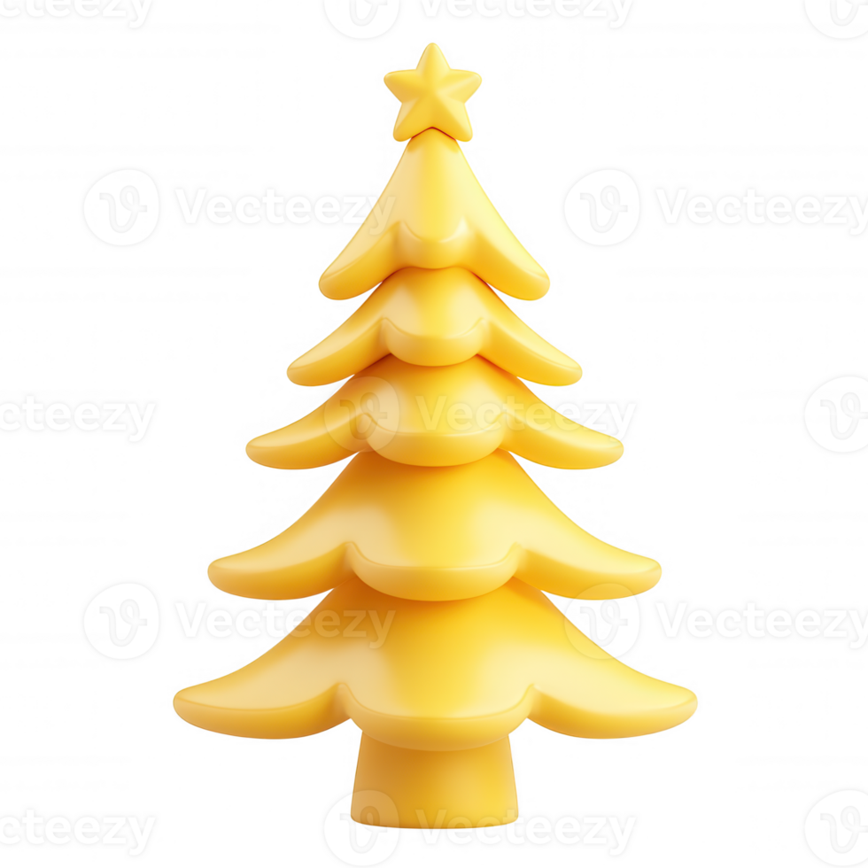 Golden topped, christmas tree gleaming, star 3d standing on transparent backdrop, ideal for festive seasonal graphics and design projects png