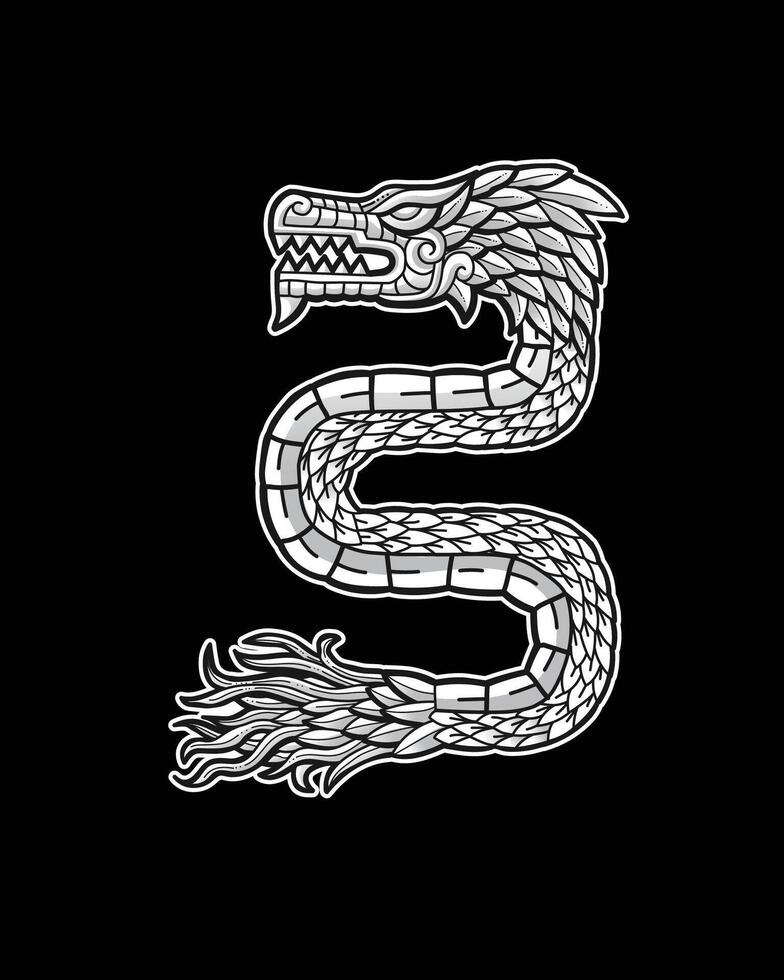 hand drawn Quetzalcoatl mexican god aztec graphic vector