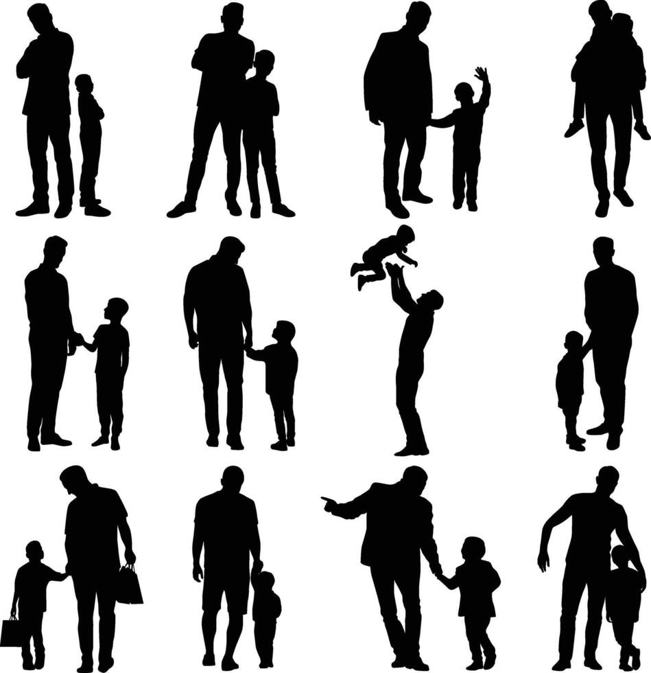 Father and son silhouette illustration vector