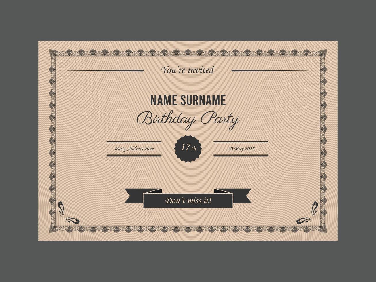 Retro style invitation template for multipurpose event vector