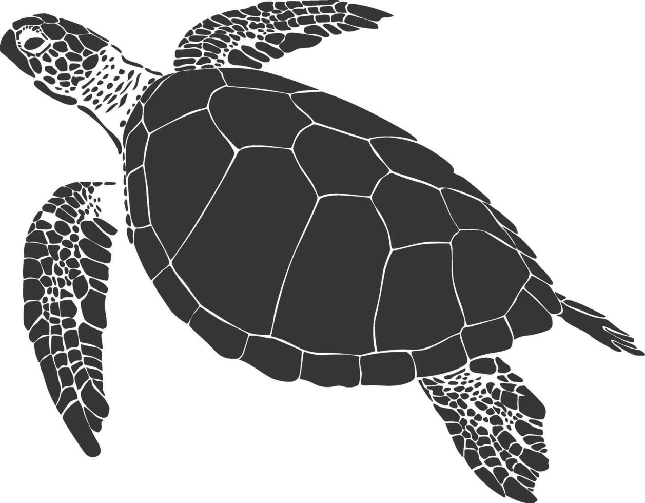 Sea turtle silhouette illustration in black color vector