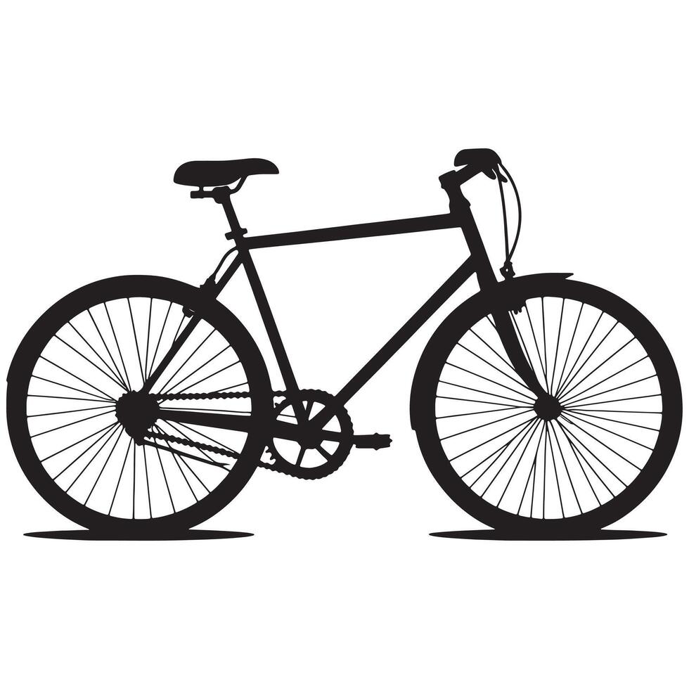 A black and white illustration of a bicycle on a white background vector