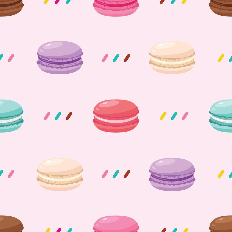 Seamless pattern of colorful macarons vector