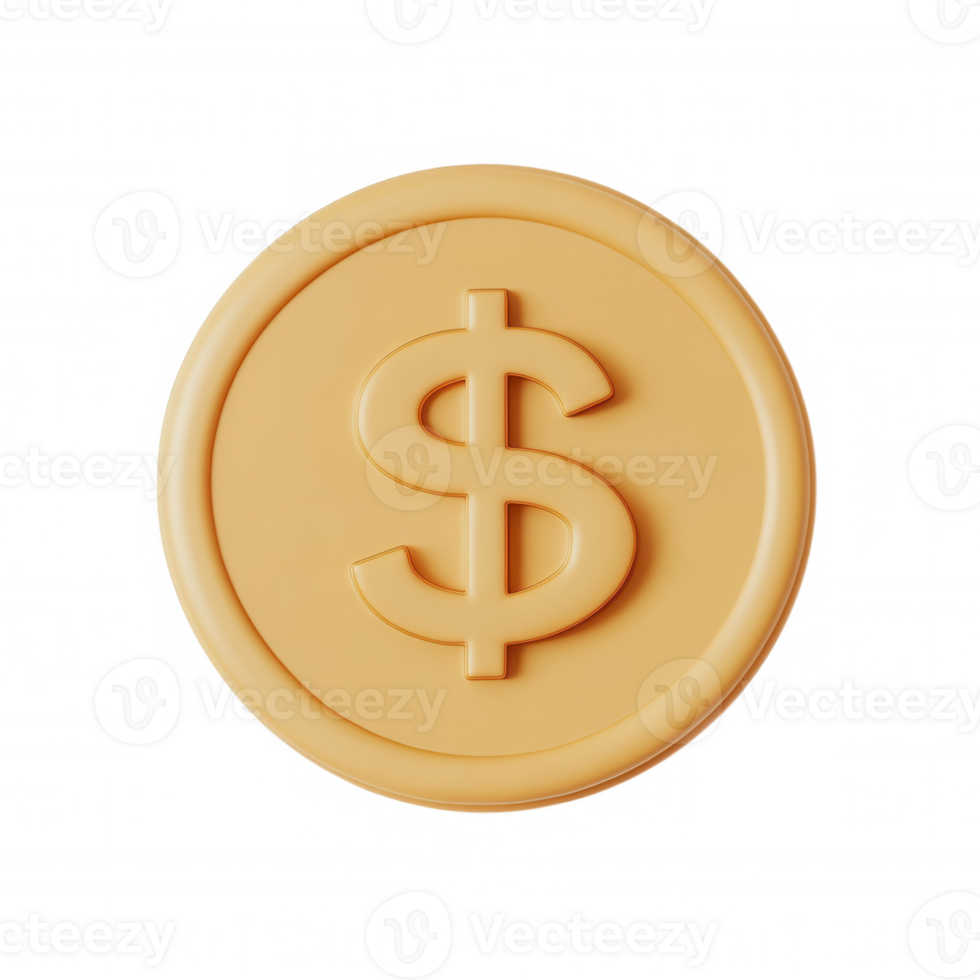 3d icon oversized orange dollar coin floating against transparent background, digital precision png