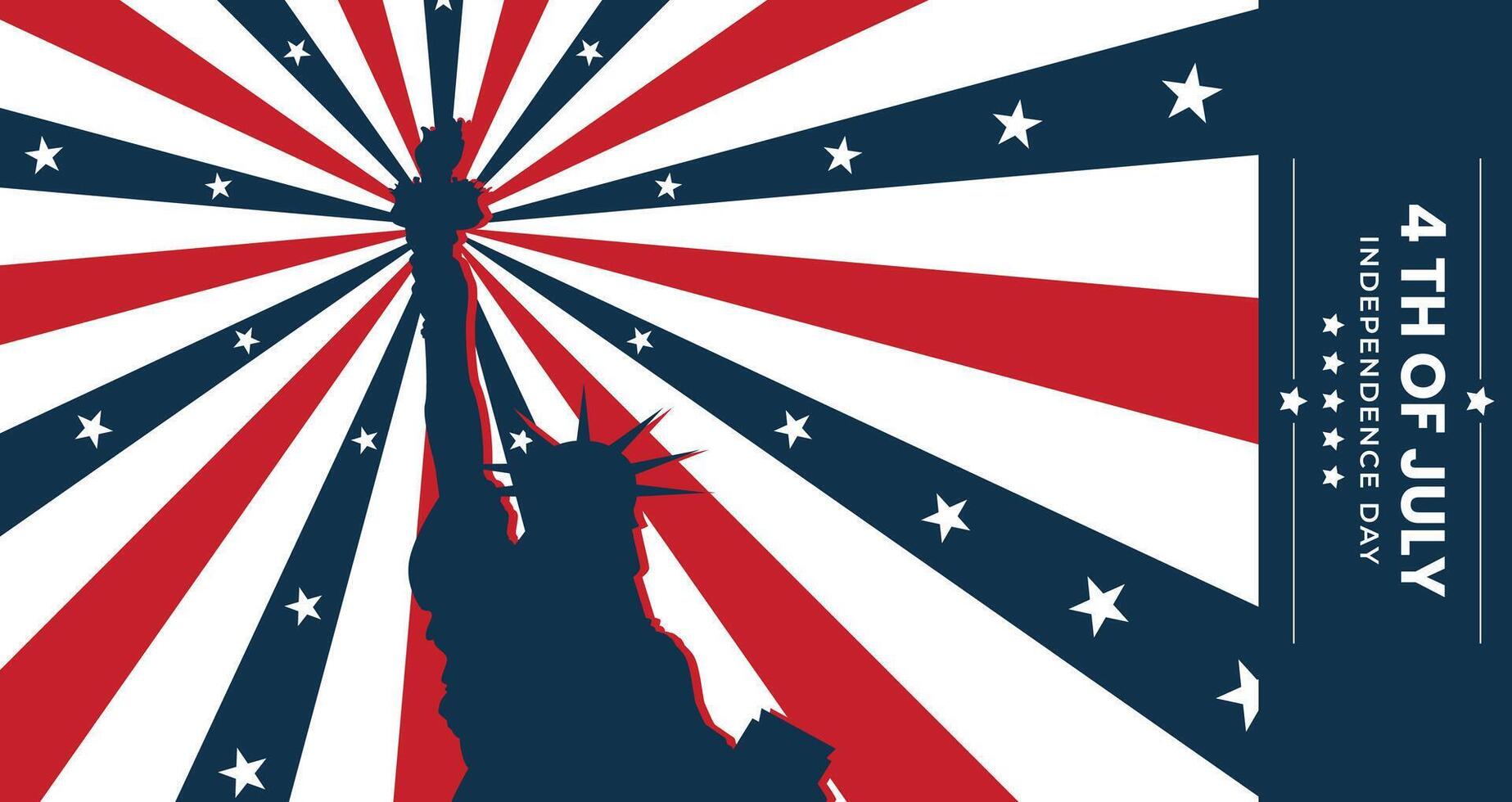 4th of July independence day greeting banner background template with statue of liberty. . vector