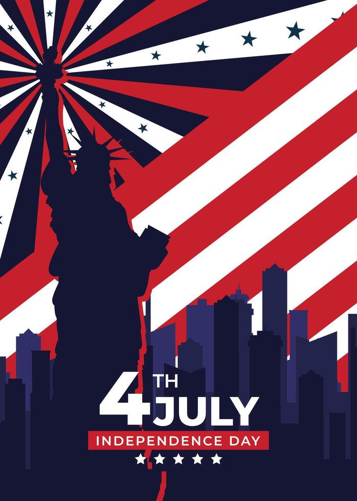 4th of July Independence Day Banner with USA Flag Background. Design vector