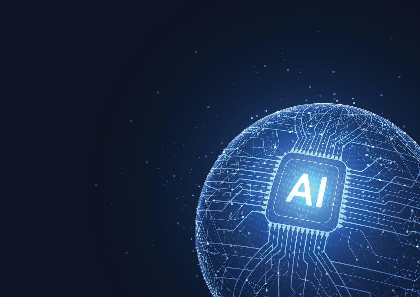 Abstract artificial intelligence global network connection. Digital technology lline composition concept of global business. vector